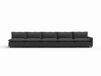 5 Piece Grey Linen Single Family Couch Sectionals 5 Seater 2