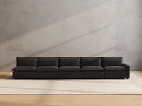 5 Piece Grey Linen Single Family Couch Sectionals 5 Seater 3