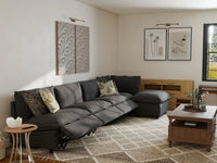 5 Piece Grey Linen Smooth Operation L Shaped Sectionals 4 Seater with 1 Ottoman 7
