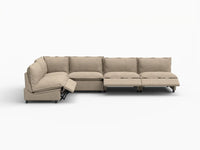 5 Piece Khaki Linen Dark Mode L Shaped Sectionals 5 Seater 3