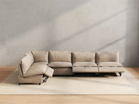 5 Piece Khaki Linen Dark Mode L Shaped Sectionals 5 Seater 5