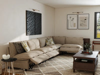 5 Piece Khaki Linen Dark Mode L Shaped Sectionals 5 Seater 7
