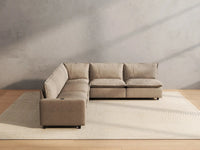 5 Piece Khaki Linen Great Room V Shaped Sectionals 5 Seater 4