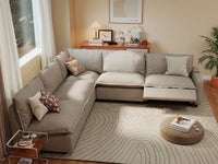 5 Piece Khaki Linen Great Room V Shaped Sectionals 5 Seater 7