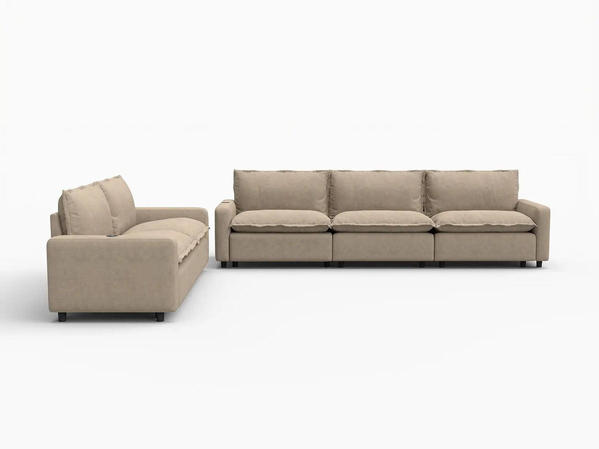 5 Piece Khaki Linen Home Living Corner Sectionals 5 Seater 2