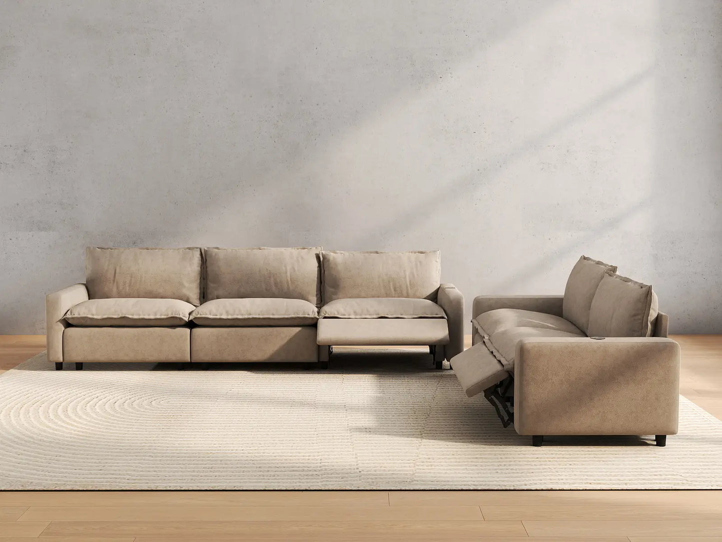 5 Piece Khaki Linen Home Living Corner Sectionals 5 Seater 5
