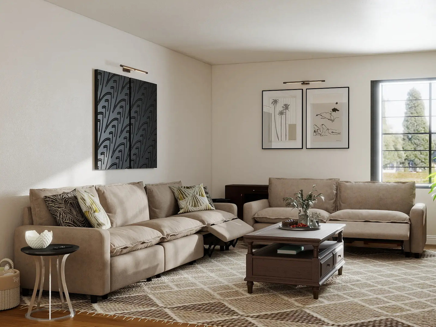 5 Piece Khaki Linen Home Living Corner Sectionals 5 Seater 7