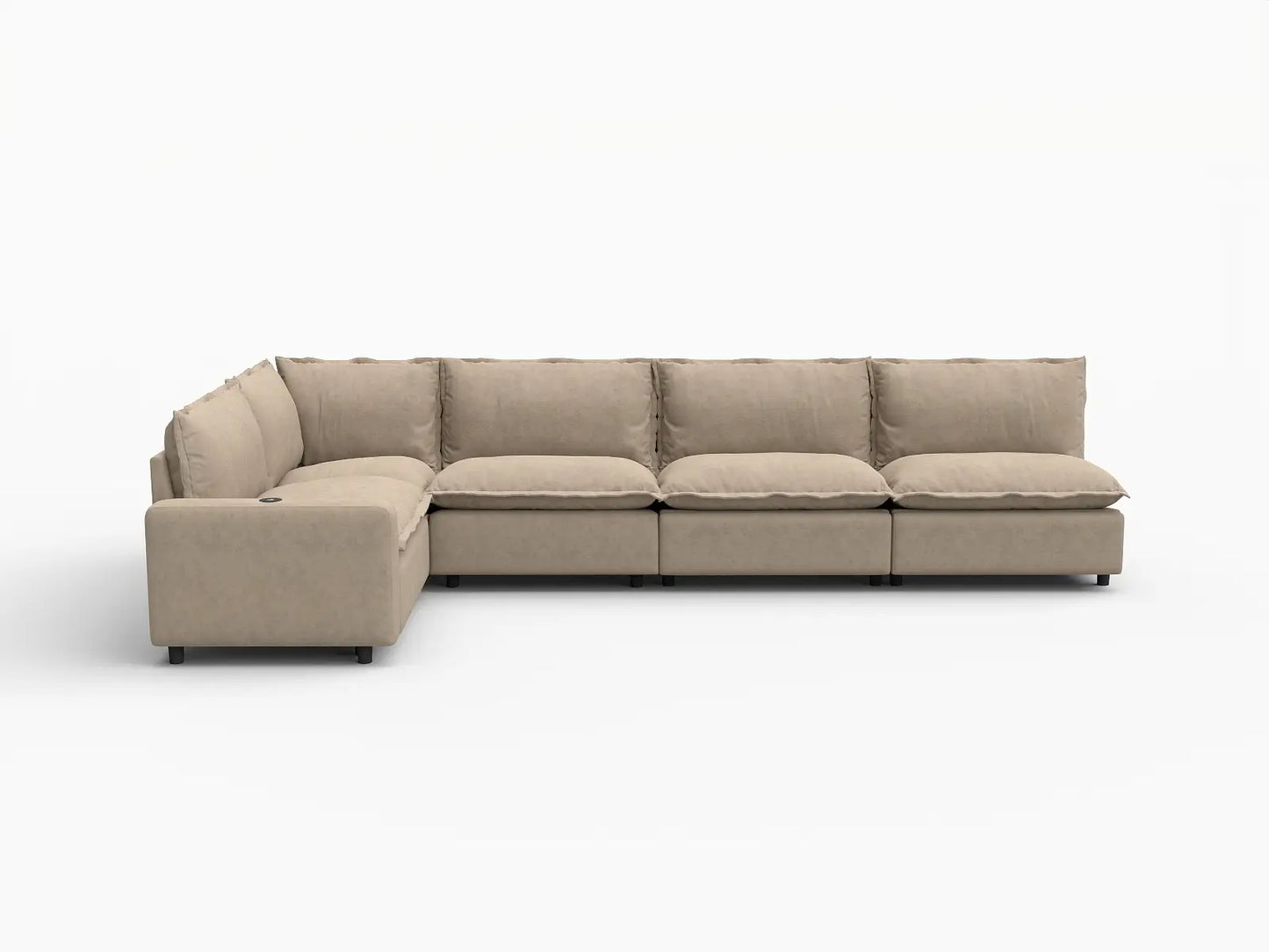5 Piece Khaki Linen Home Living L Shaped Sectionals 5 Seater 2