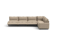 Modular Cero Reclining Sectionals | 5-Piece Khaki Linen Home Living L-Shaped Sectionals 5-Seater