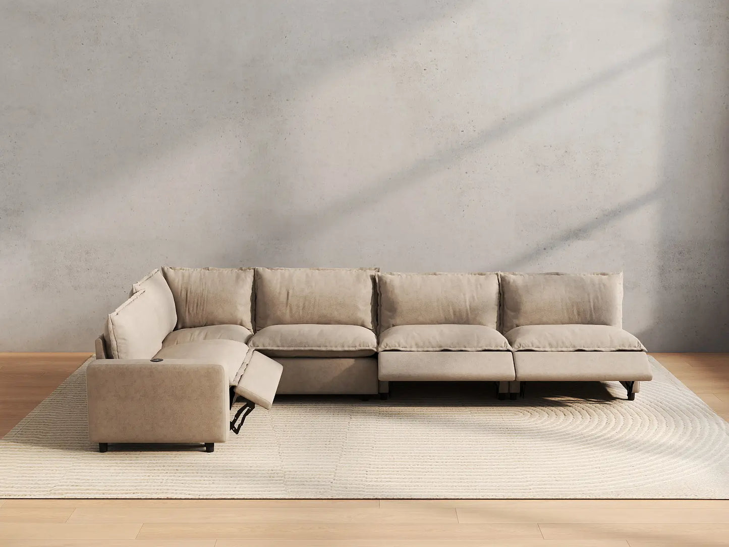 5 Piece Khaki Linen Home Living L Shaped Sectionals 5 Seater 5