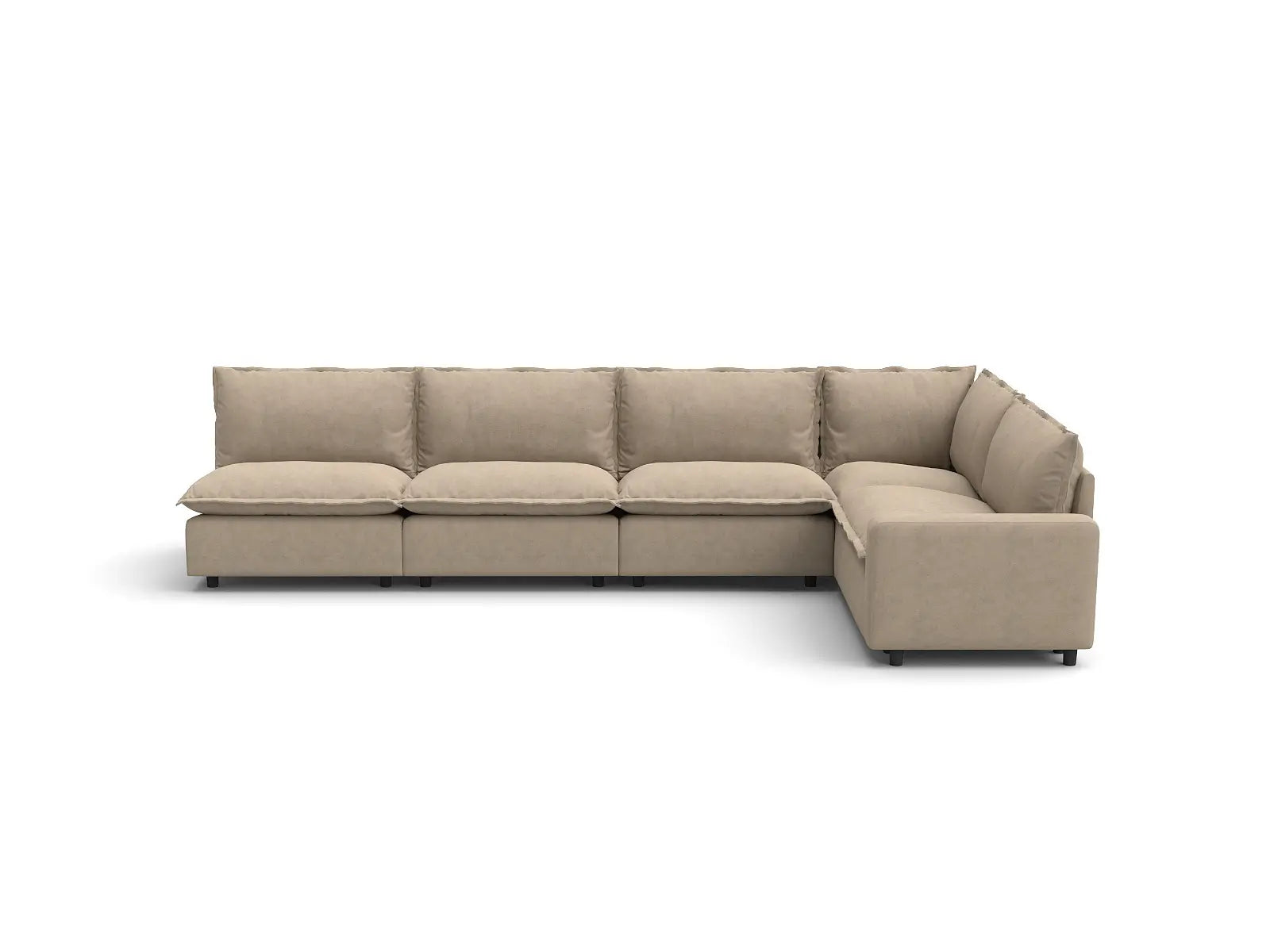 Modular Cero Large Modular Sectional | 5-Piece Khaki Linen Large Space L-Shaped Sectionals 5-Seater
