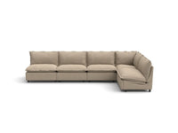 Modular Cero Reclining Sectionals | 5-Piece Khaki Linen Large Space L-Shaped Sectionals 5-Seater