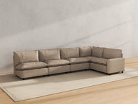 Modular Cero Modular Sectionals | 5-Piece Khaki Linen Large Space L-Shaped Sectionals 5-Seater