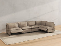 Modular Cero Reclining Sectionals | 5-Piece Khaki Linen Large Space L-Shaped Sectionals 5-Seater