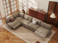 Modular Cero Reclining Sectionals | 5-Piece Khaki Linen Large Space L-Shaped Sectionals 5-Seater