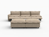 5 Piece Khaki Linen Large Space Sofa Sets 3 Seater with 2 Ottomans 3