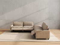 Modular Cero Reclining Sectionals | 5-Piece Khaki Linen Large Space V-Shaped Sectionals 4-Seater with 1-Ottoman