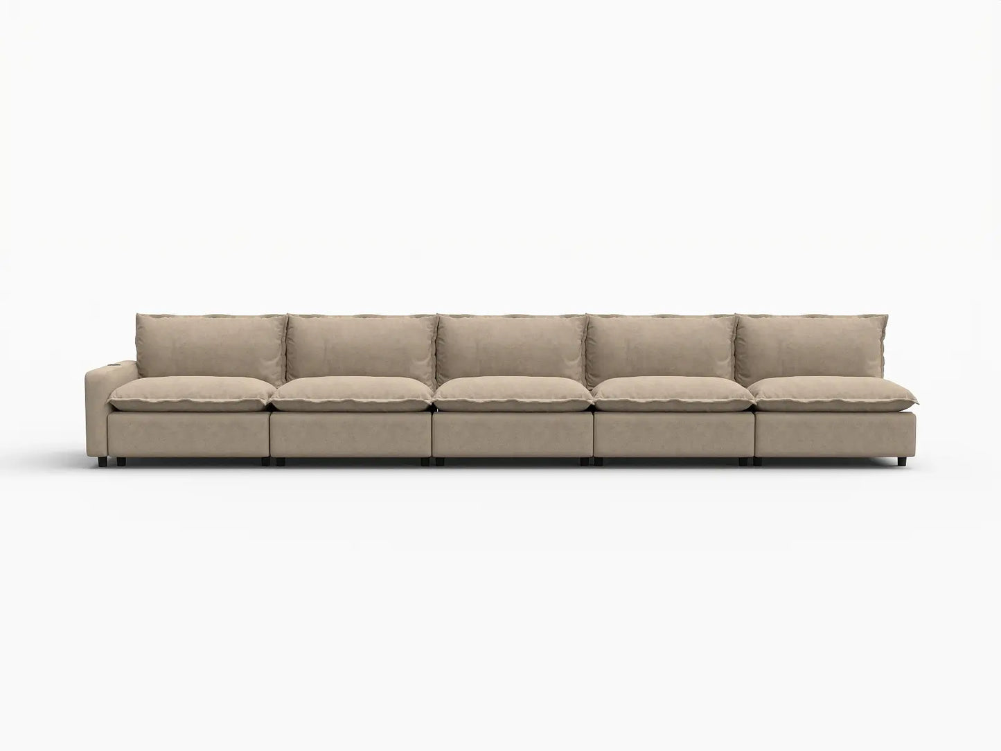 5 Piece Khaki Linen Modular Fit Couch Sectionals 5 Seater 2