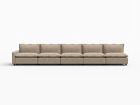 5 Piece Khaki Linen Modular Fit Couch Sectionals 5 Seater 2