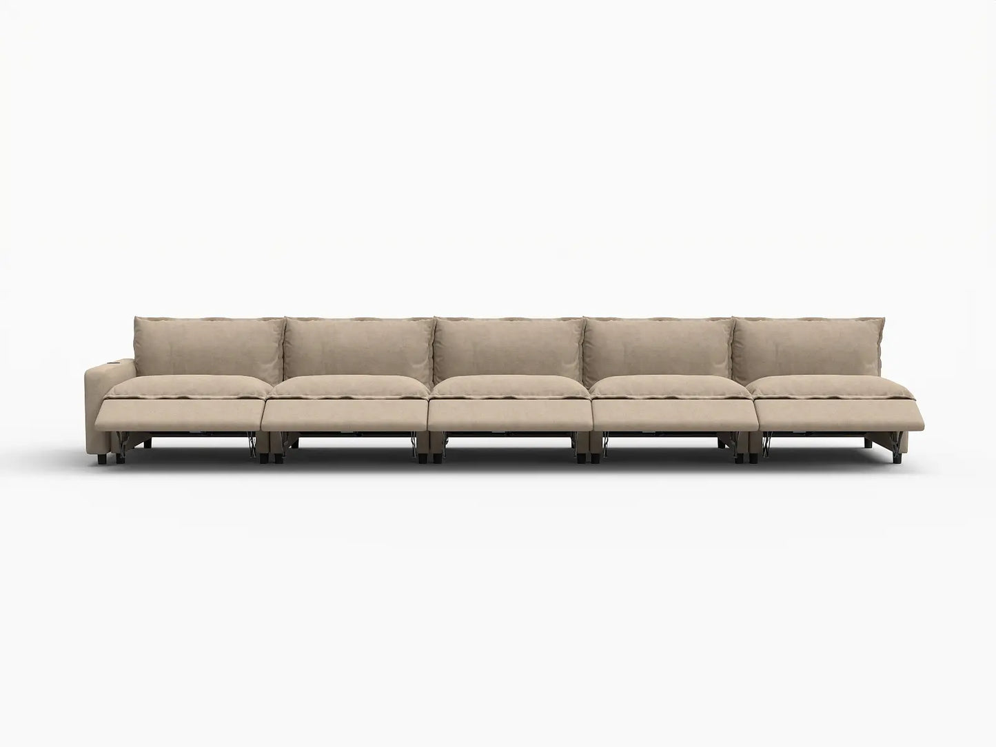 5 Piece Khaki Linen Modular Fit Couch Sectionals 5 Seater 3