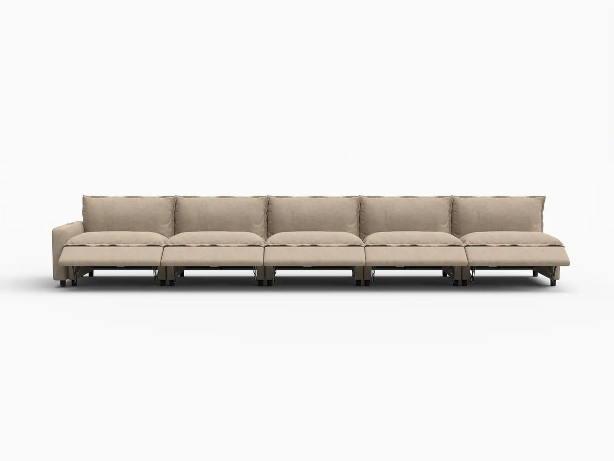 5 Piece Khaki Linen Modular Fit Couch Sectionals 5 Seater 3