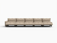 5 Piece Khaki Linen Modular Fit Couch Sectionals 5 Seater 3