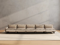 5 Piece Khaki Linen Modular Fit Couch Sectionals 5 Seater 5
