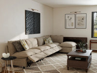 5 Piece Khaki Linen Smart Layout Fit L Shaped Sectionals 4 Seater with 1 Ottoman 7