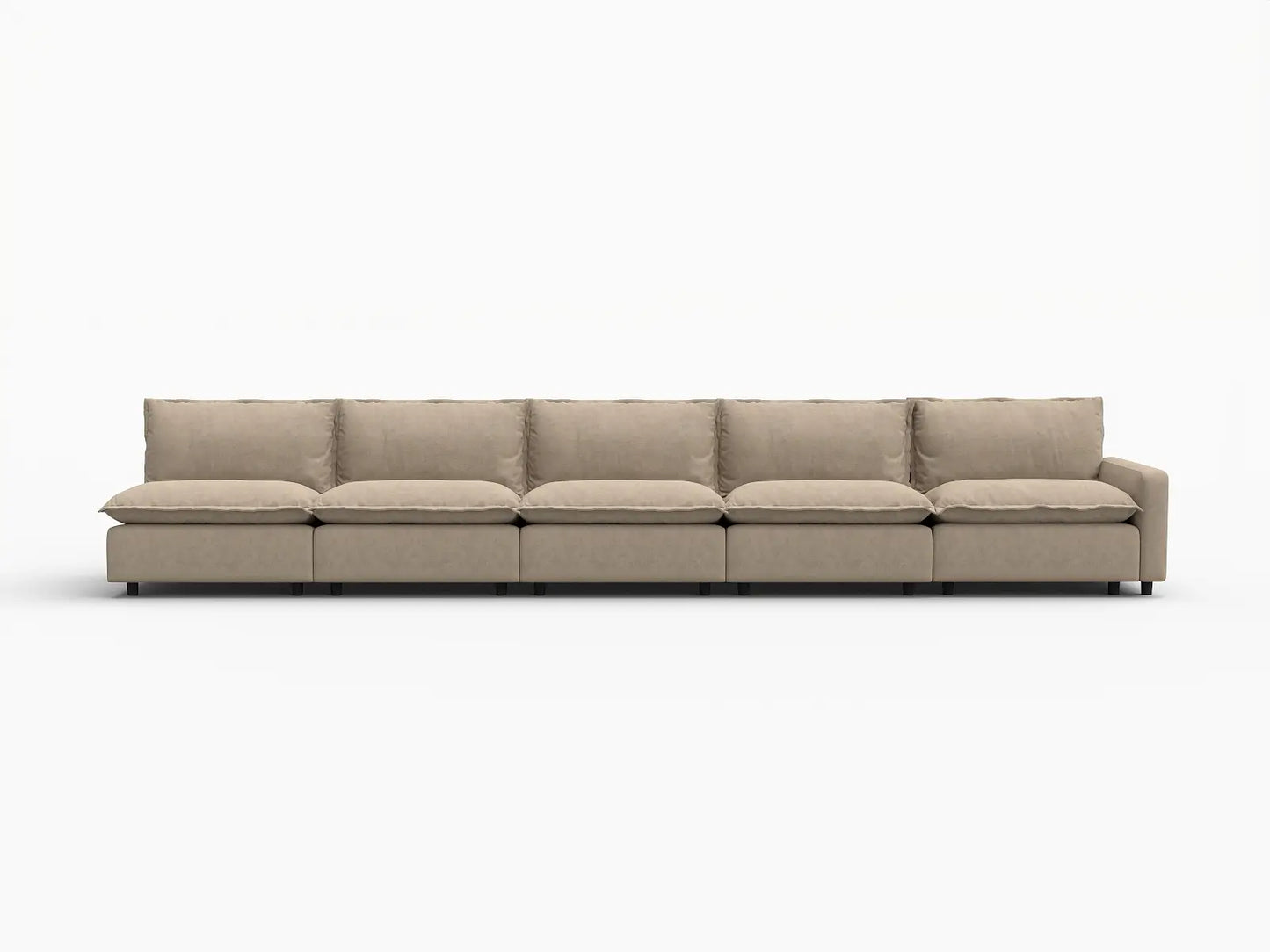 5 Piece Khaki Linen Space Smart Couch Sectionals 5 Seater 2
