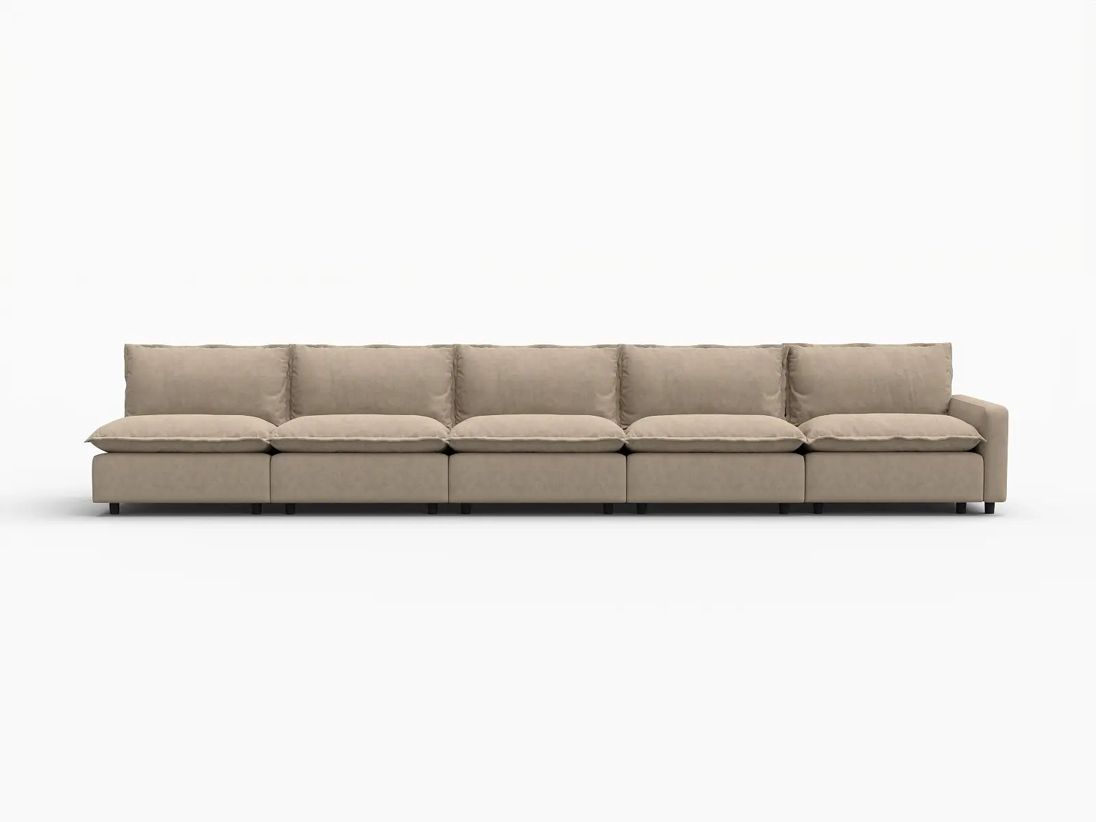 5 Piece Khaki Linen Space Smart Couch Sectionals 5 Seater 2