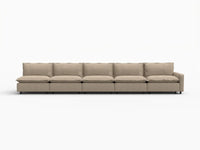 5 Piece Khaki Linen Space Smart Couch Sectionals 5 Seater 2