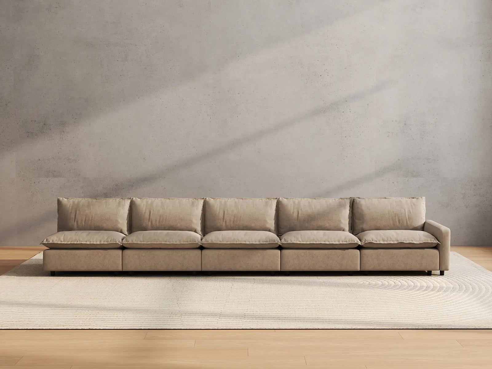 5 Piece Khaki Linen Space Smart Couch Sectionals 5 Seater 3