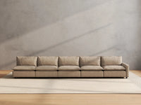 5 Piece Khaki Linen Space Smart Couch Sectionals 5 Seater 3