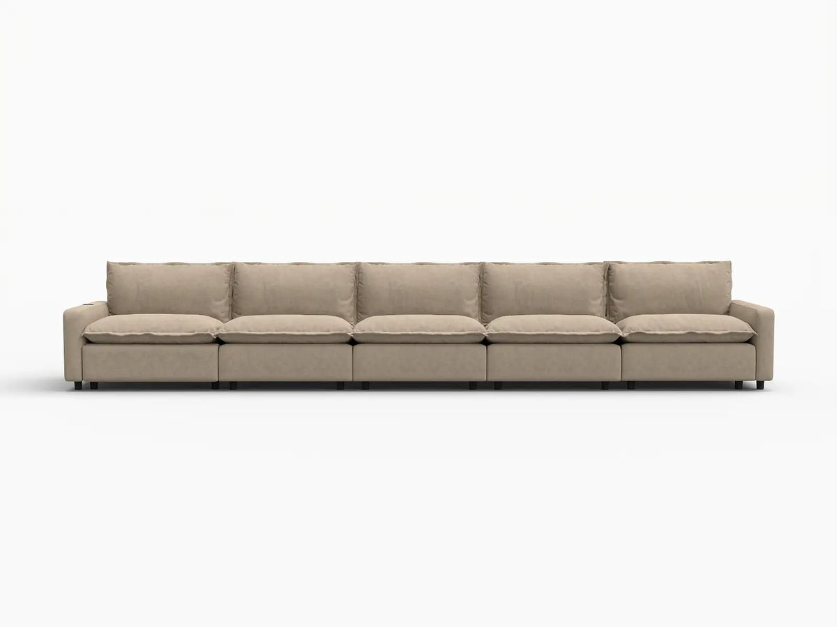 5 Piece Khaki Linen Townhouse Couch Sectionals 5 Seater 2