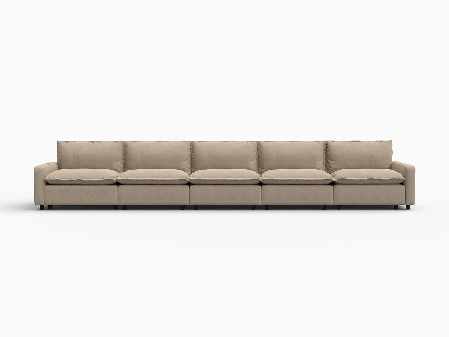 5 Piece Khaki Linen Townhouse Couch Sectionals 5 Seater 2