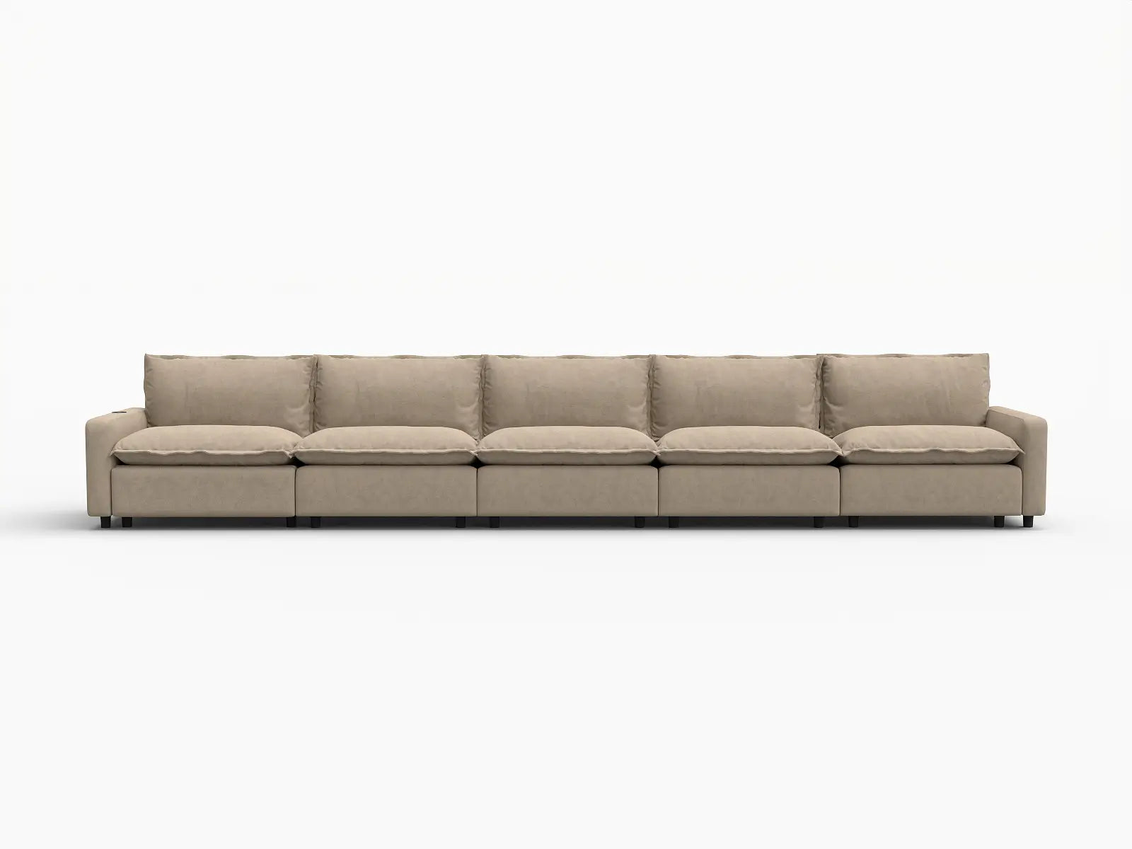 5 Piece Khaki Linen Townhouse Couch Sectionals 5 Seater 2