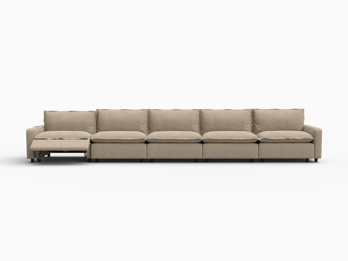 5 Piece Khaki Linen Townhouse Couch Sectionals 5 Seater 3