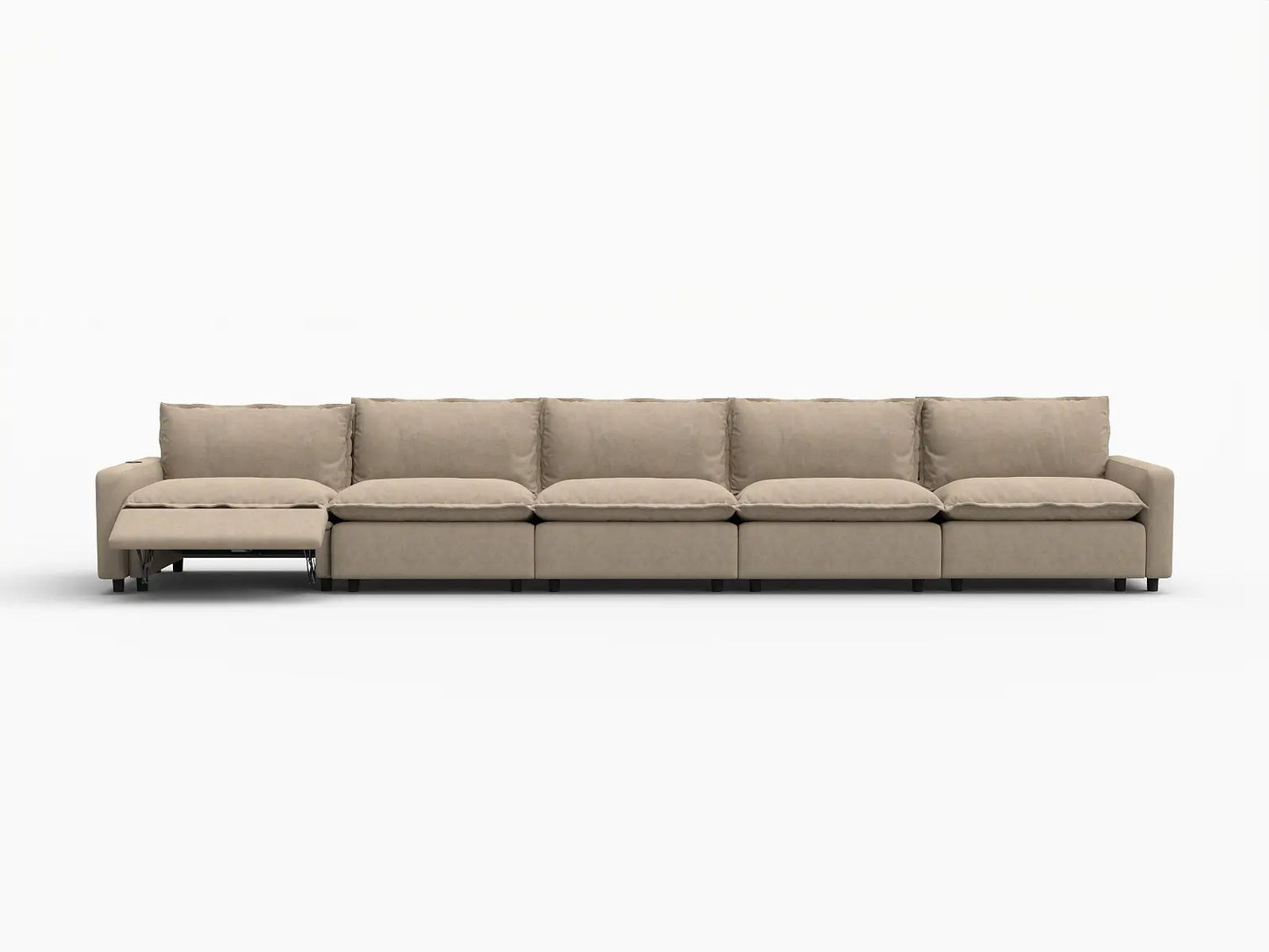 5 Piece Khaki Linen Townhouse Couch Sectionals 5 Seater 3