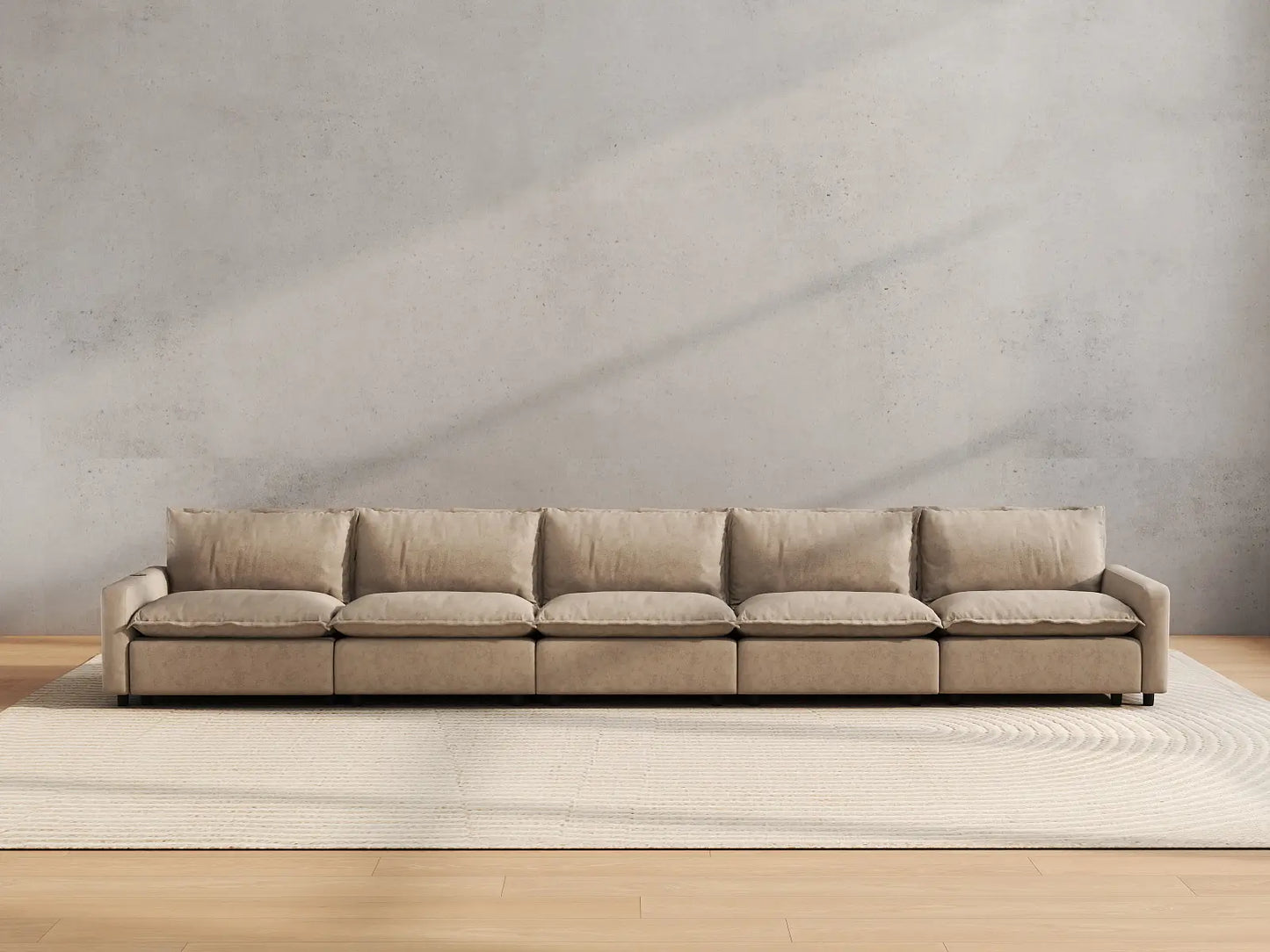5 Piece Khaki Linen Townhouse Couch Sectionals 5 Seater 4
