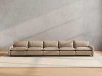 5 Piece Khaki Linen Townhouse Couch Sectionals 5 Seater 4