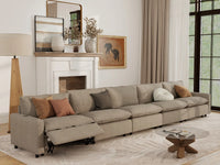 5 Piece Khaki Linen Townhouse Couch Sectionals 5 Seater 7