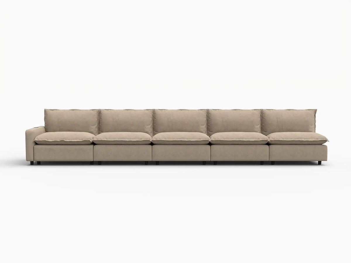 5 Piece Khaki Linen Urban Living Couch Sectionals 5 Seater 2
