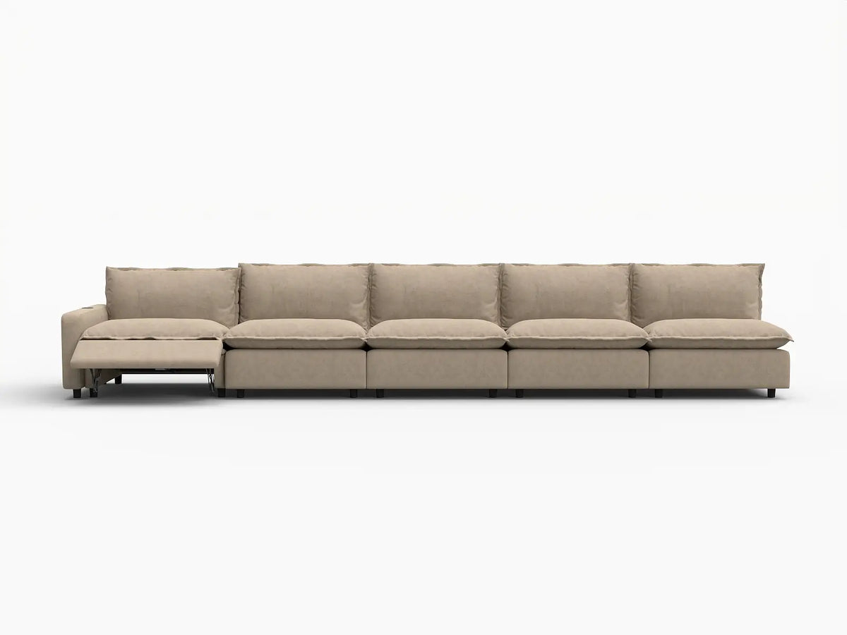 5 Piece Khaki Linen Urban Living Couch Sectionals 5 Seater 3