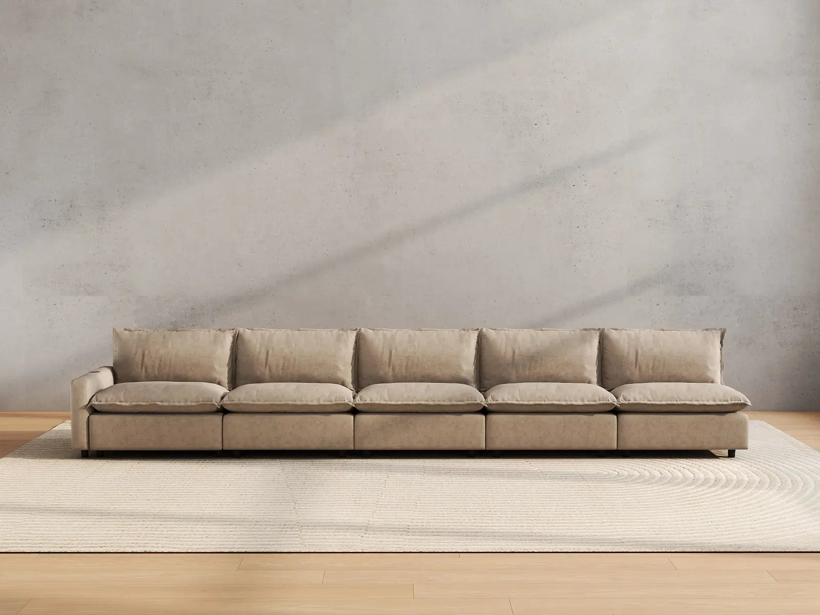 5 Piece Khaki Linen Urban Living Couch Sectionals 5 Seater 4