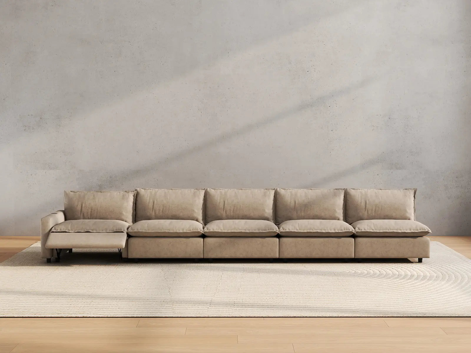 5 Piece Khaki Linen Urban Living Couch Sectionals 5 Seater 5