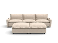 Modular Cero Sectional Sofa with Chaise and Recliner | 5-Piece Beige Linen Grand Estate U-Shaped Sectionals 3-Seater with 2-Ottomans