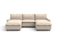 Modular Cero Modular Sectionals | 5-Piece Beige Linen Grand Estate U-Shaped Sectionals 3-Seater with 2-Ottomans
