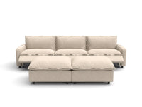 Modular Cero Sectional Sofa with Chaise and Recliner | 5-Piece Beige Linen Grand Estate U-Shaped Sectionals 3-Seater with 2-Ottomans