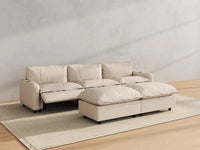 Modular Cero Sectional Sofa with Chaise and Recliner | 5-Piece Beige Linen Grand Estate U-Shaped Sectionals 3-Seater with 2-Ottomans
