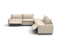 Modular Cero Reclining Sectionals | 5-Piece Beige Linen Grand Estate V-Shaped Sectionals 4-Seater with 1-Ottoman